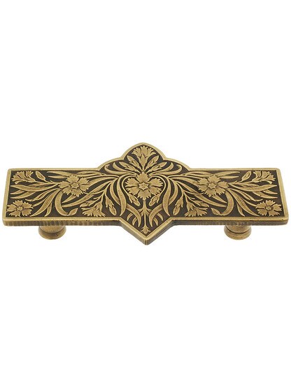 3 inch cc Dianthus Pull in Antique Brass.